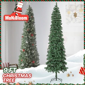9FT Artificial Pencil Christmas Tree Xmas Holiday Slim Green Branches Decoration - Picture 1 of 8