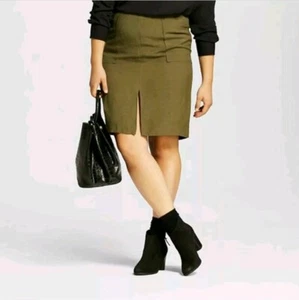 Falda lápiz WHO WHAT WEAR para mujer verde frente dividido talla 8 lino/rayón - Imagen 1 de 12