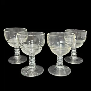 Anchor Hocking Manhattan Art Deco Cordial Sherry Wine Glass 4 Set Vintage 1930s - Picture 1 of 4