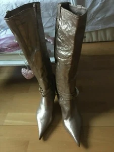 Coole, ausgefallene Stiefel Leder gold Gr. 38 neu Made in Italy spitz - Bild 1 von 12