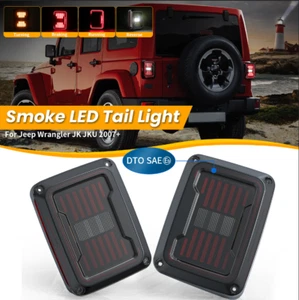 Pair Smoked LED Tail Light Turn Signal Reverse Lamp For Jeep Wrangler JK 2007-17 - Picture 1 of 12