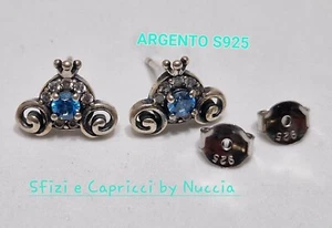 Orecchini Carrozza di Cenerentola donna / bambina ARGENTO S925 zirconi - Foto 1 di 2