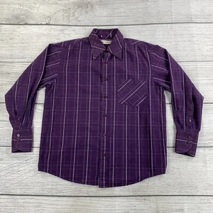 Eighty Eight Vintage Button Down Shirt Men Size Large Plaid Long Sleeve - PURPLE - Picture 1 of 7