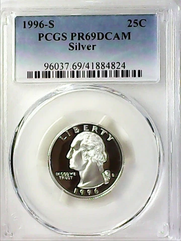 1996-S 25C Washington Quarter PCGS PR69DCAM 90% Silver 22lorc0329 Cover
