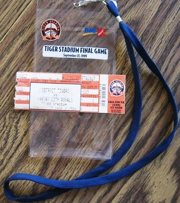  Tiger Stadium Final Game Ticket Sept 27, 1999 -Embossed with lanyard ! - Image 1 of 2
