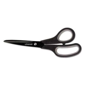 Universal Industrial Scissors, 8" Length, Straight, Carbon Coated Blades, Black/ - Picture 1 of 3