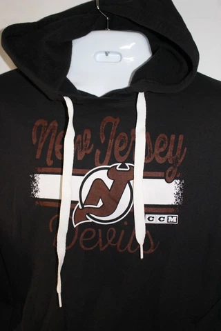 NEW JERSEY DEVILS NHL BLACK LIGHTWEIGHT HOODED SWEATSHIRT SZ:S NEW Cover