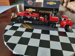 M2 Custom Auto-Trucks 58 Chevy LCF Tow Truck Red 1:64 & Pro Rodz 65 Chevy Malibu - Picture 1 of 22