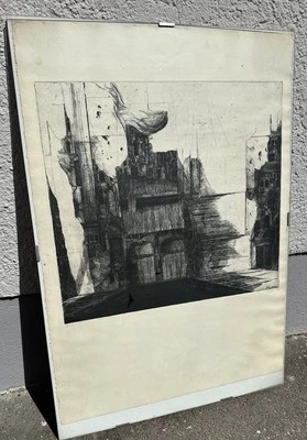 Peter Ackermann Radierung 1965 23/25 Nummeriert Signiert 84 X 55 Cm mit Rahmen - Bild 1 von 4