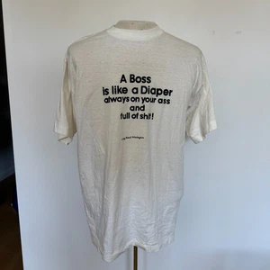 VTG Tee Mens XL A Boss is Like a Diaper Funny Humor Single Stitch 90s FLAW - Picture 1 of 8