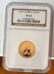 1959 SOUTH AFRICA  ELIZABETH II GOLD POUND  NGC PF 63 - Picture 1 of 4