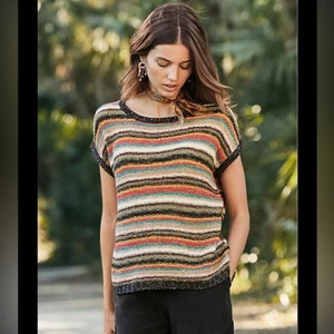 Peruvian Connection Navarra Strick Flügelärmel Oberteil Pima Cotton Artsy Gr. XS - Bild 1 von 7