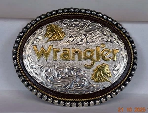 WRANGLER APPAREL CORP USA VERZIERTE & PLATTIERTE GÜRTELSCHNALLE - Bild 1 von 3