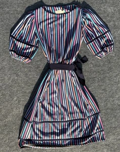 Vintage LADY CAROL PETITES Striped Pink Blue Fun Prairie Dress Ribbon 14 Vibrant - Picture 1 of 10