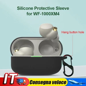 For WF-1000XM4 Case Silicone Protective Cover with Keychain (Black) - Afbeelding 1 van 7