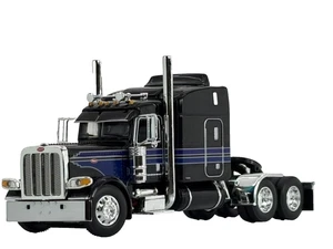 1/64 DCP BLACK/BLUE/SILVER PETERBILT 389 W/ 63" MID ROOF SLEEPER W/ WHALE TAIL - Picture 1 of 5