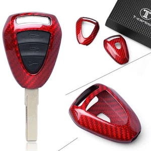 For Porsche Boxter 911 Cayman Carbon Fiber Red Remote Key Case Fob Shell Cover - Picture 1 of 9