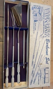 Vintage Stow-Away Barbecue Set Adjusts Long 4 Pit Or Short 4 Kitchen Use In Box - Picture 1 of 20