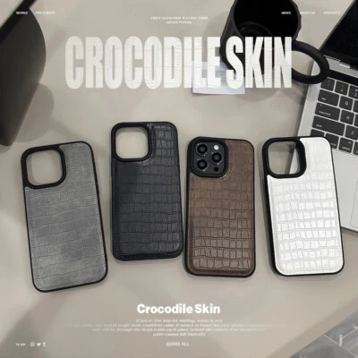 For iPhone 15 14 13 12 11 Pro Max PU Leather Crocodile Pattern Phone Case Cover - Image 1 of 4