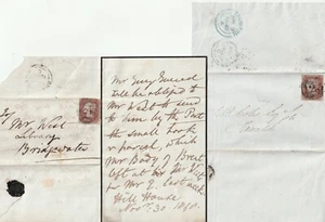 1848/9 =123= NUMERALS BRIDGEWATER ON 2 LETTERS 1 UDC CANNINGTON 1 4 MARGIN STAMP - Picture 1 of 3