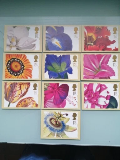 ROYAL MAIL - GB PHQ CARDS Juego Completo 10 Tarjetas - FLORES - GS5 COMO NUEVO  Foto 1 de 4