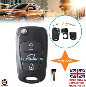 Remote Key Shell Case Flip for HYUNDAI i20 i30 3 Buttons with BLADE & LOGO #A09 - Picture 1 of 6