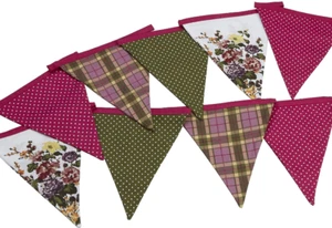 Katie Alice “Highland Fling” Tartan Floral 100% Cotton Bunting 5m long - Picture 1 of 3