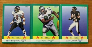 Fleer 1991 Hitters, Reggie White 397, Mike Singletary 402 & Mark Carrier 401 - Picture 1 of 2