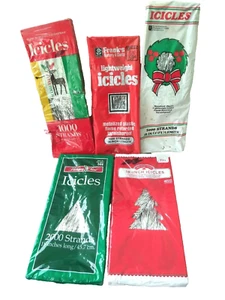 Vintage metallisierte Kunststoff leichte Eiszapfen Neu aus altem Lagerbestand Weihnachtsbaum Lametta Posten!  5 PKGS - Bild 1 von 6