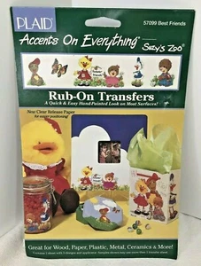 NIP Suzy's Zoo Rub On Transfers Accents On Everything #57099 Best Friends 1996 - Picture 1 of 2