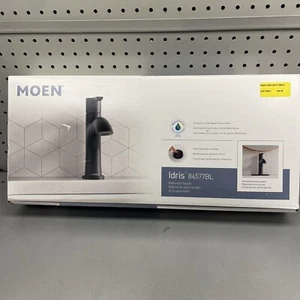 NUOVO rubinetto bagno Moen Idris e scarico a spinta 84577BL - nero opaco - Foto 1 di 3