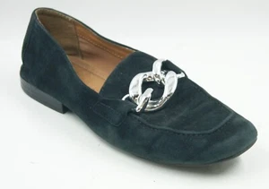 Donald Pliner Bristol Shoes Women's 8.5 Black Suede Chain Strap Slip-On Loafers - Picture 1 of 12