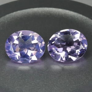 6.26ct (11x9) 2pcs Dazzling! Oval Perfect Pair Lavender Amethyst Rose De France, - Picture 1 of 2
