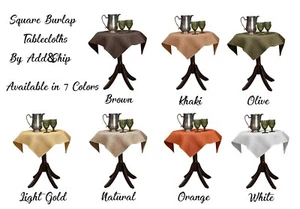ADD&SHIP Square Burlap Tablecloth (36"x36") Perfect for Elegant Parties & Events - Picture 1 of 10