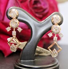 1.14ct Natural Round Diamond 14k Solid Rose Gold Dangler Wedding Earring 