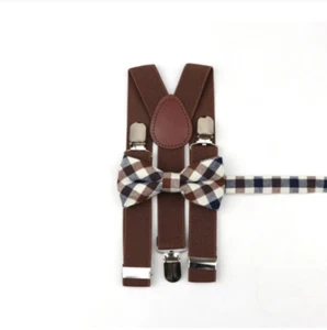 Juego de tirantes y pajarita marrón boho para niños, elegante y cómodo - Imagen 1 de 1