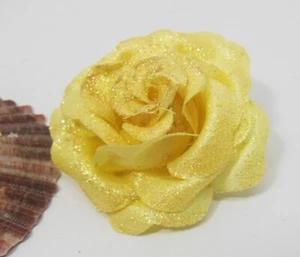 300 Glittered Yellow Artificial Rose Flower Head Buds - Picture 1 of 3