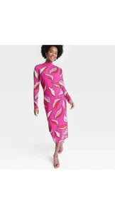 Vestido ceñido al cuerpo de malla manga larga Sammy B para mujer Black History Month rosa floral L - Imagen 1 de 10