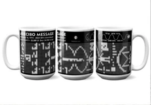 Messaggio di Arecibo a M13 1974 - 2024 tazza da caffè 50° anniversario 11 o 15 once - Foto 1 di 8