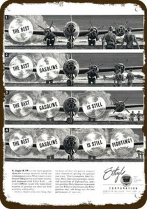1945 ETHYL Vintage Look DEKO BLECHSCHILD - B-29 SUPERFORTRESS BOMBER AIRPLA - Bild 1 von 1