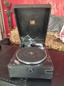 Grammofono Gramophone HMV Mod. 102E nero 1948 - 1950 Motore Revisionato - Foto 1 di 12