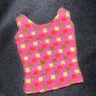 Vintage 1968 #1160 Twist N' Turn Barbie Pink Green Check Knit Swimsuit Top Only