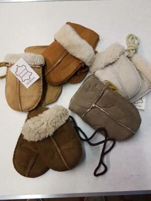 Baby Sheepskin Mittens puddies on string - Image 1 of 4