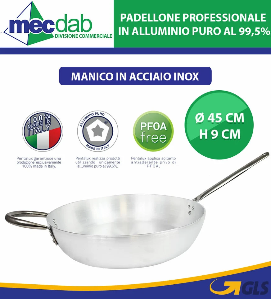Padellone Professionale In Alluminio Puro Pentalux Ø 45 Cm - Immagine 1 di 1