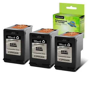 Cartucho de tinta negro 3PK 62XL PARA HP Officejet 5742 5745 8040 8045 200 ENVY 7640 - Imagen 1 de 7