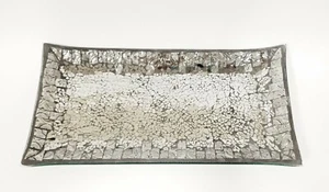 Nuovo Peltro, Argento, Grigio Specchio Vetro Mosaico VANITY TRAY - Foto 1 di 4