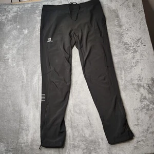 Salomon RS Warm Softshell Pants Mens XL Black Ankle Zip Fleece Lined Drawstring - Picture 1 of 16