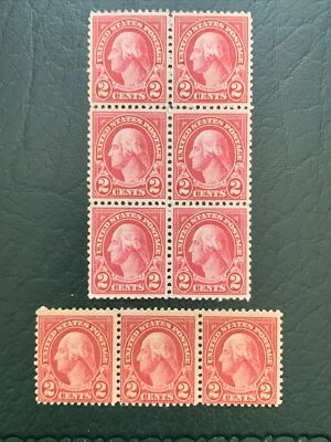 52905 US Stamp 1926 #634 2c Block Of 9 MNHOG Shiny Gum Some Perf Sep + Strip 3 - Image 1 of 2