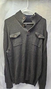 Banana Republic Gray 1/4 Button Up Pullover Sweater XL Mens - Picture 1 of 6