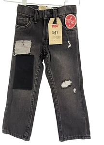 Levis 511 Slim Sz 2T Kids Patchwork Gray Jeans Vertical Stretch NWT $40 Unisex - Picture 1 of 20